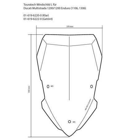 TOURATECH PARABRISAS L TRANSPARENTE DUCATI MULTISTRADA 1200/950